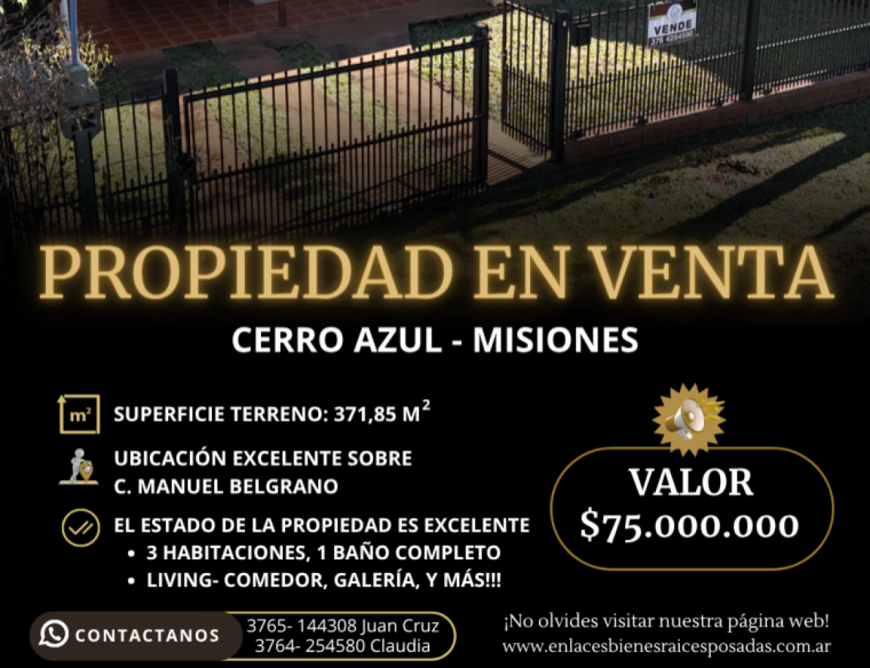 Propiedad en venta. Cerro Azul, Misiones