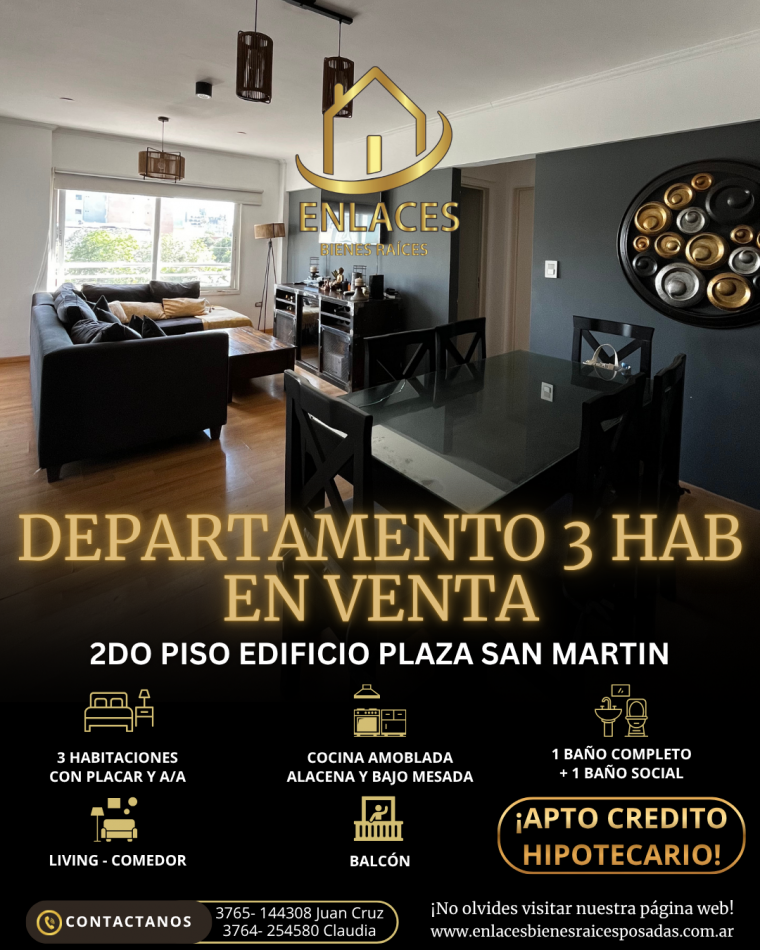 DEPARTAMENTO DE 3 HABITACIONES EN VENTA CENTRO DE POSADAS